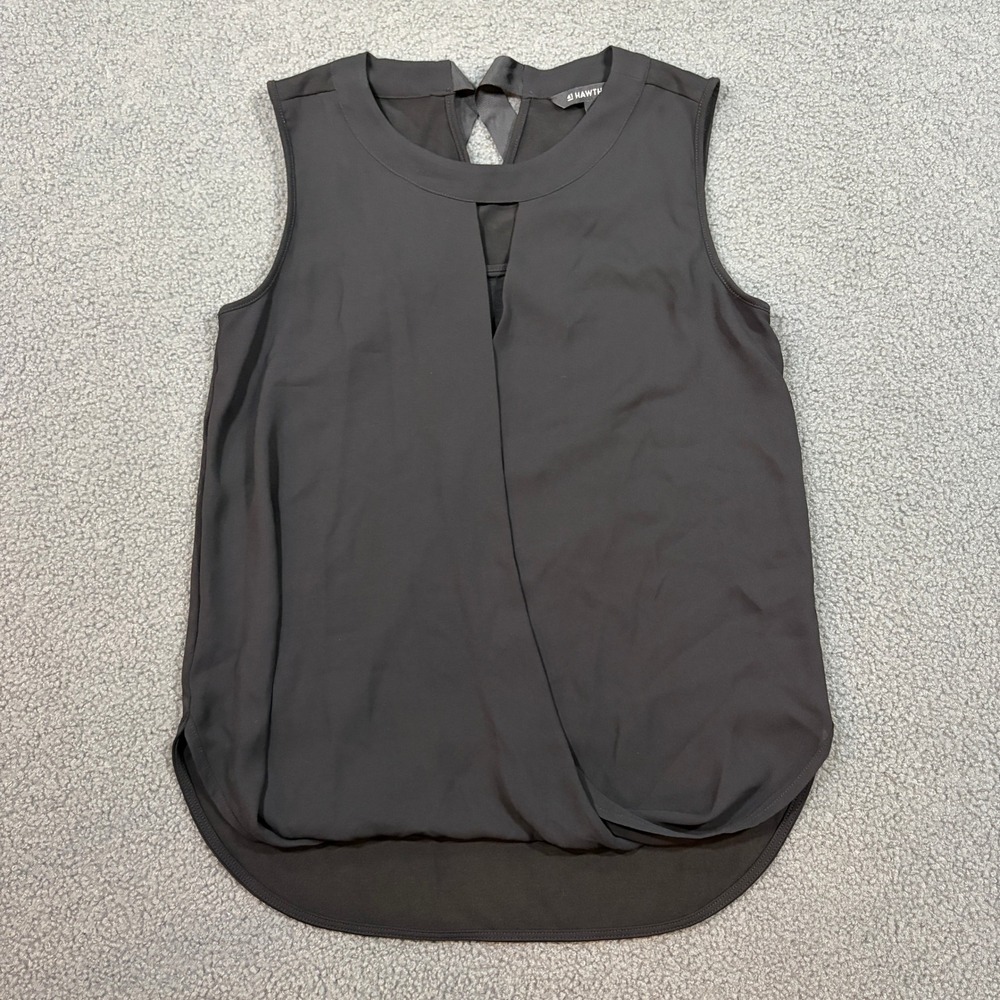 41 Hawthorn Top Womens XSP Black WW10000PE Sleeveless Keyhole Tie Back Blouse